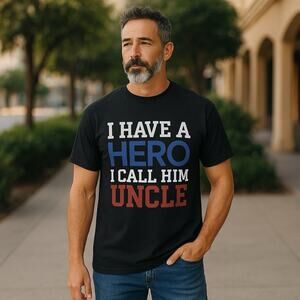 "Hero Uncle" Short Sleeve Crewneck T Shirt Black Men's Size 2XL